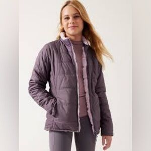 Athleta Girl Reversible Warm + Fuzzy Jacket, Size medium Dark Sky Violet
